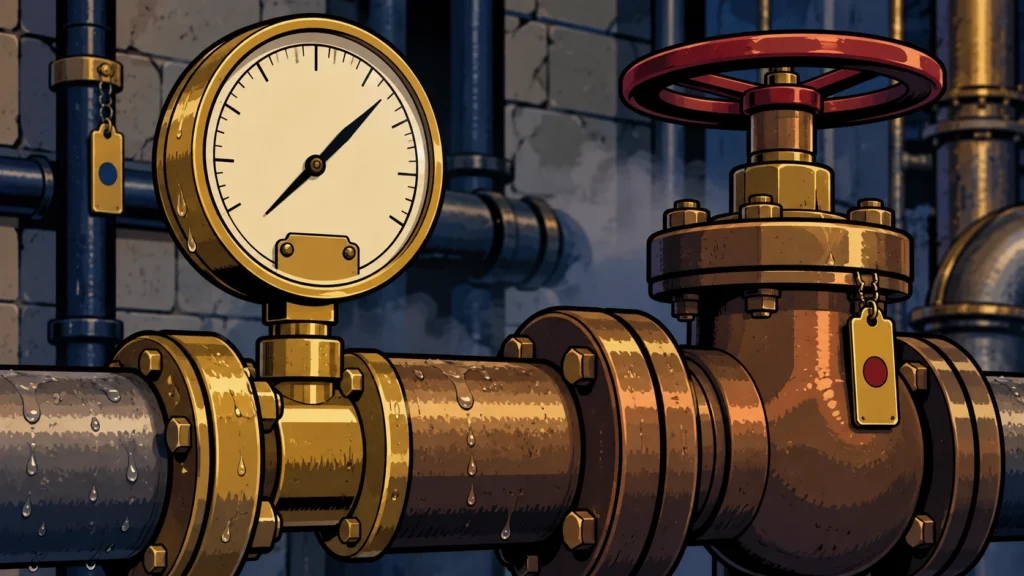 Lower Quarter pressure gauge and sealed municipal valve during a scheduled test period