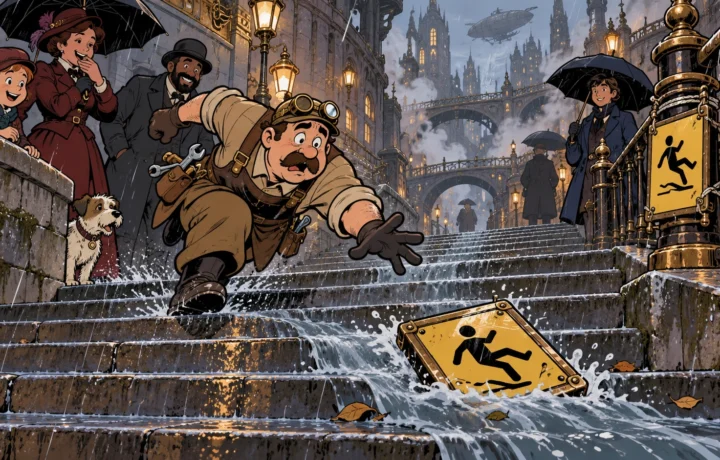 Rain Closes Lower Stairs; Warning Sign Attempts Escape Twice