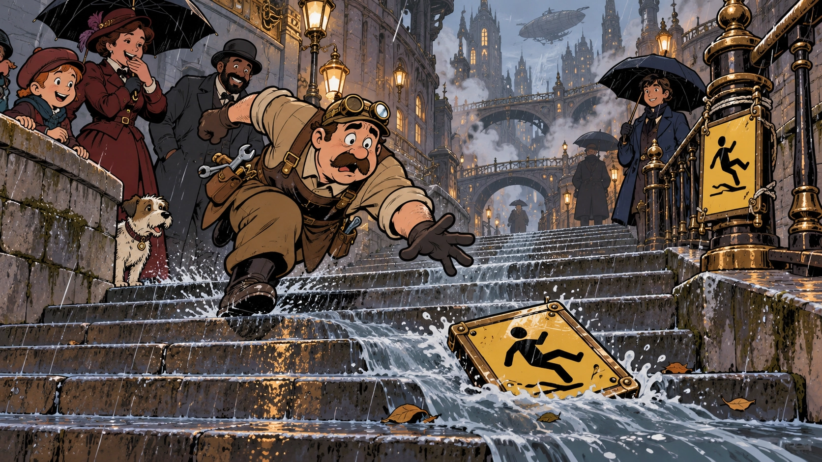 Rain Closes Lower Stairs; Warning Sign Attempts Escape Twice