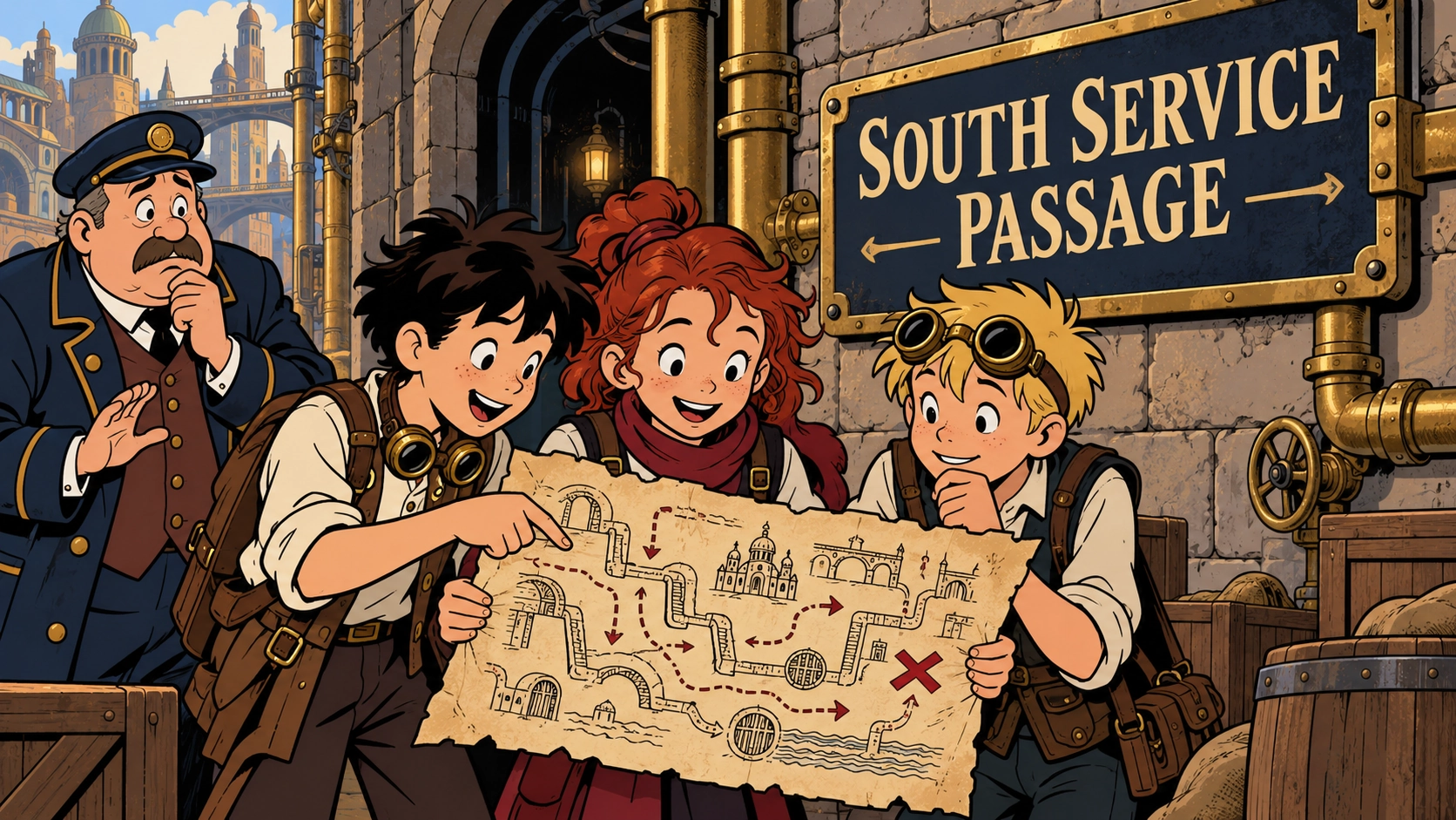 Children Find Forgotten “South Service Passage” Sign and Immediately Draw Secret Map