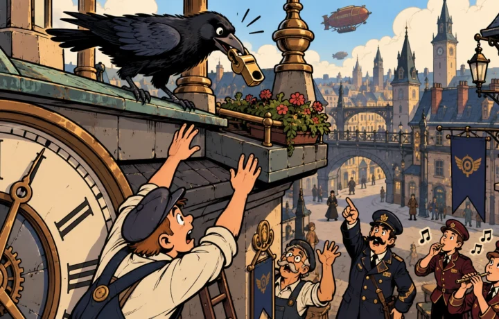 Clock Tower Crow Steals Official Whistle and Improves Morning Confusion