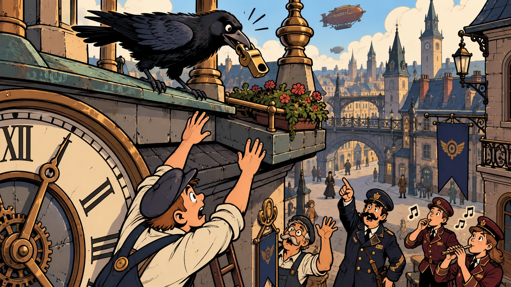 Clock Tower Crow Steals Official Whistle and Improves Morning Confusion