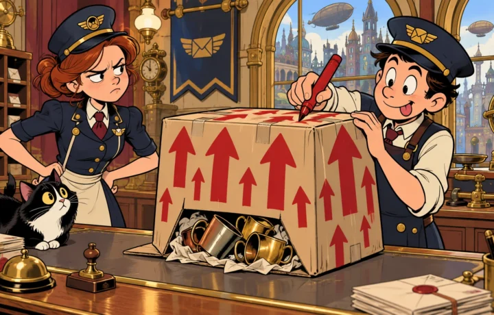 Parcel Marked “THIS SIDE UP” Arrives Upside Down and Appears Unconcerned