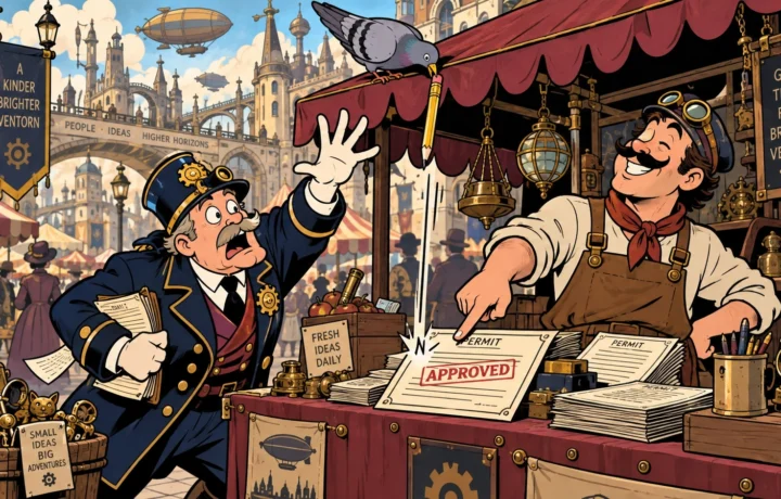 Market Pigeon Steals Inspector’s Pencil and Completes Partial Inspection