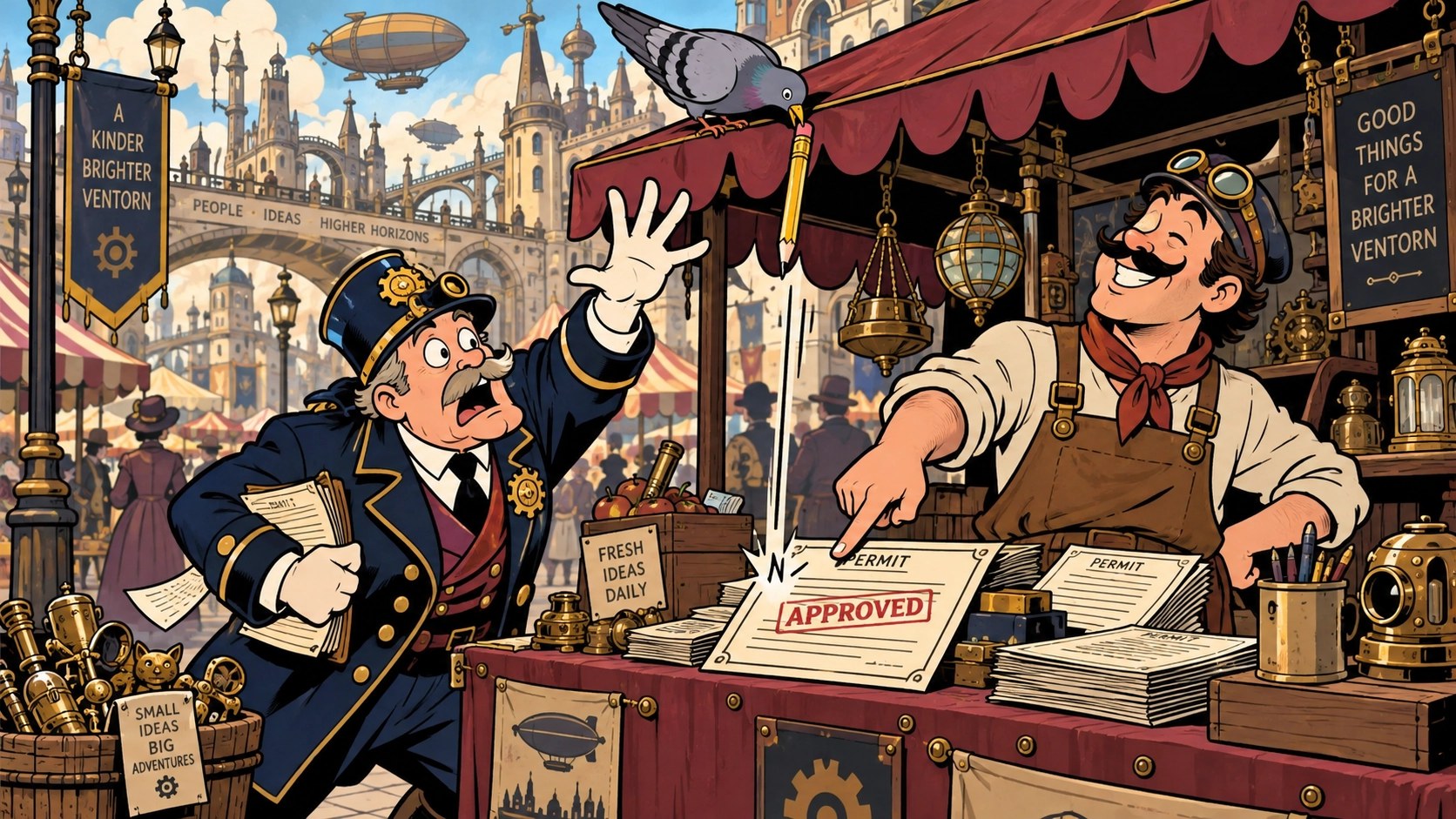 Market Pigeon Steals Inspector’s Pencil and Completes Partial Inspection