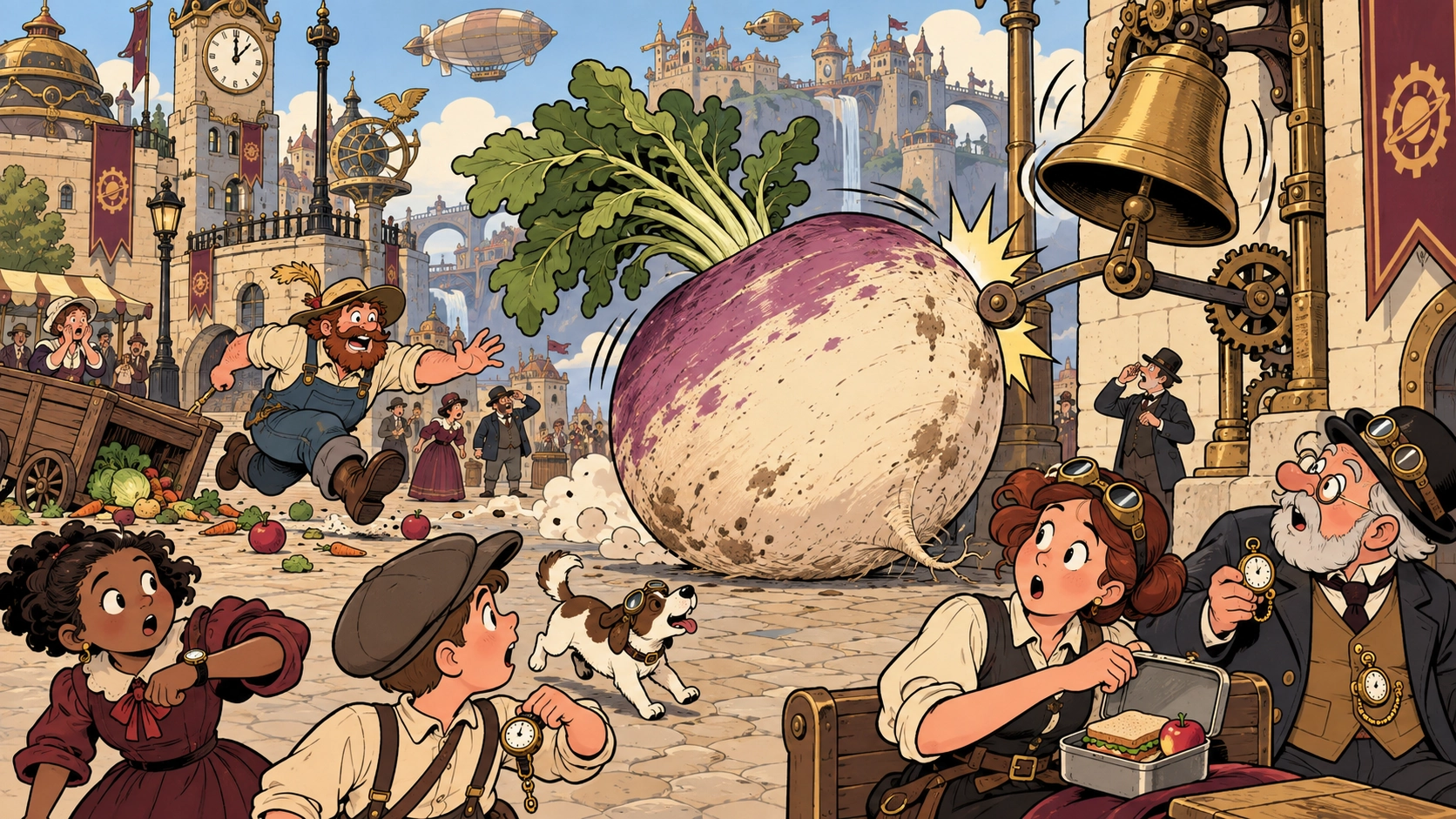 Giant Turnip Rolls Into Bell Mechanism and Announces Noon at 10:17