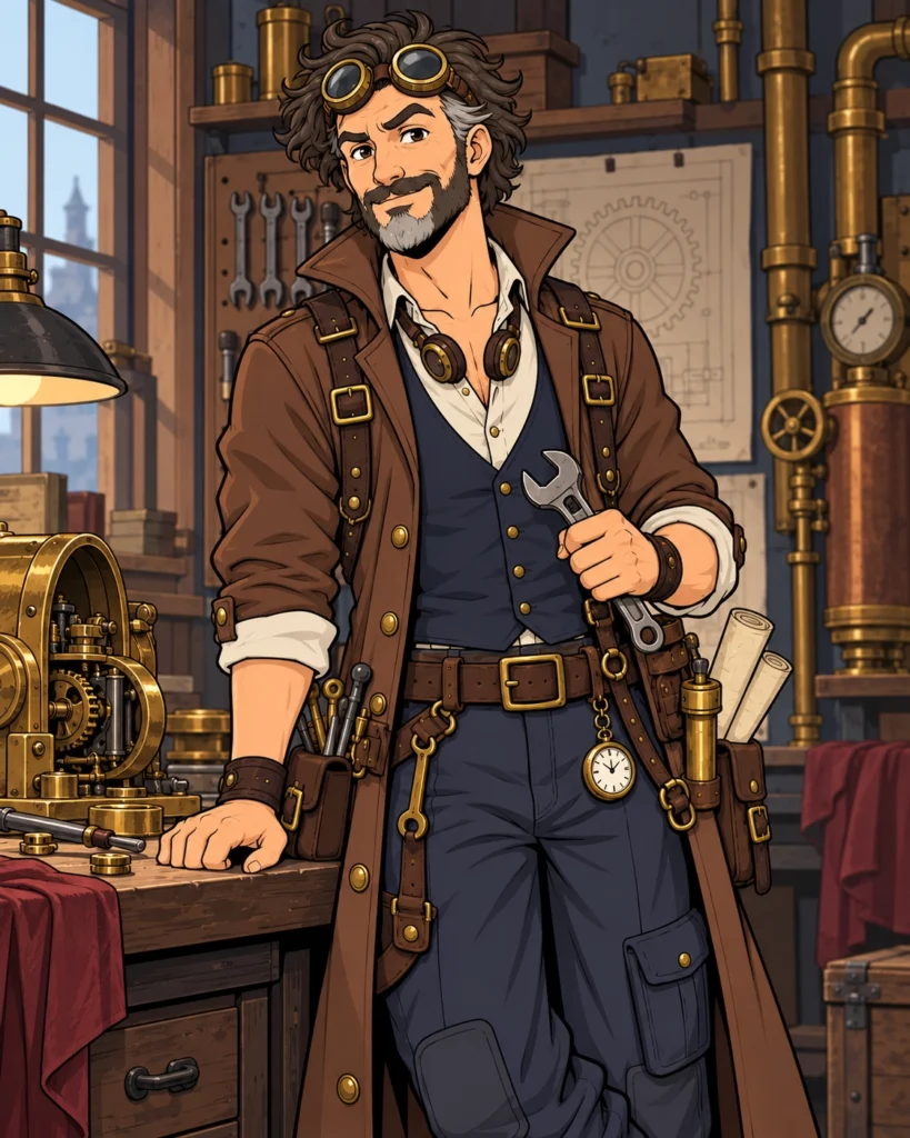 Vertical character portrait of Orwin Reed in his Ventorn workshop