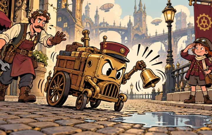 Mechanic Repairs Delivery Cart Bell; Cart Rings It at Every Puddle