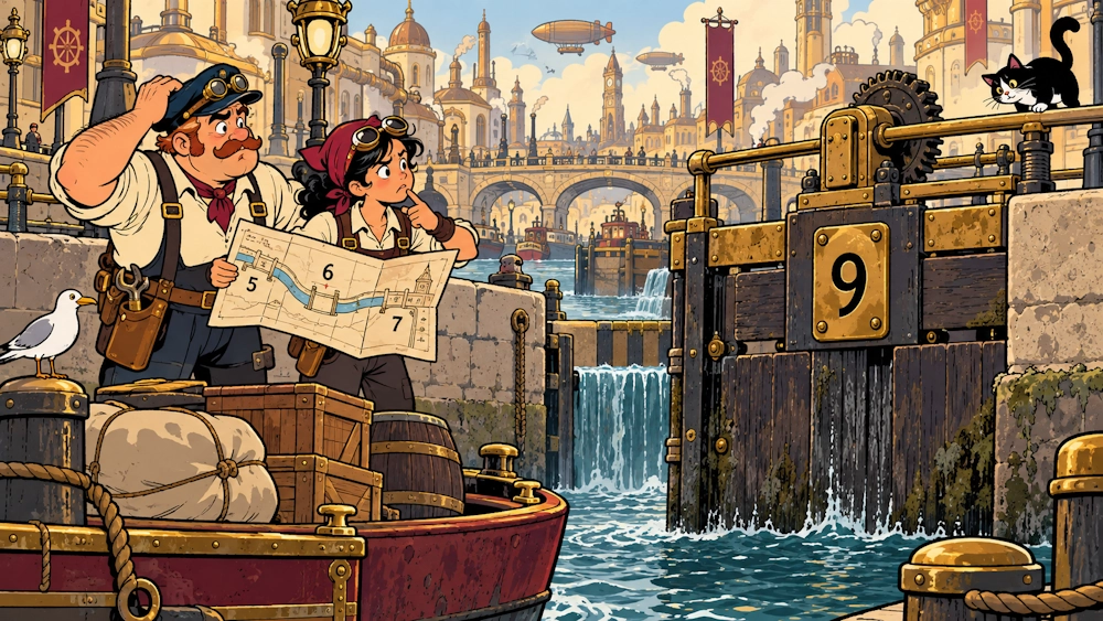 Canal Lock Number Plate Reads 6 Upside Down; Two Maps Briefly Disagree