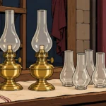 FOR SALE: Two Oil Lamps and Spare Chimneys