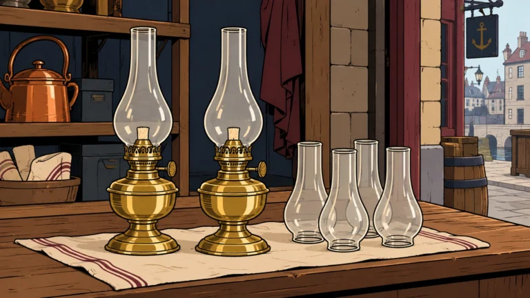 FOR SALE: Two Oil Lamps and Spare Chimneys