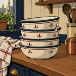FOR SALE: Four Enamel Soup Bowls